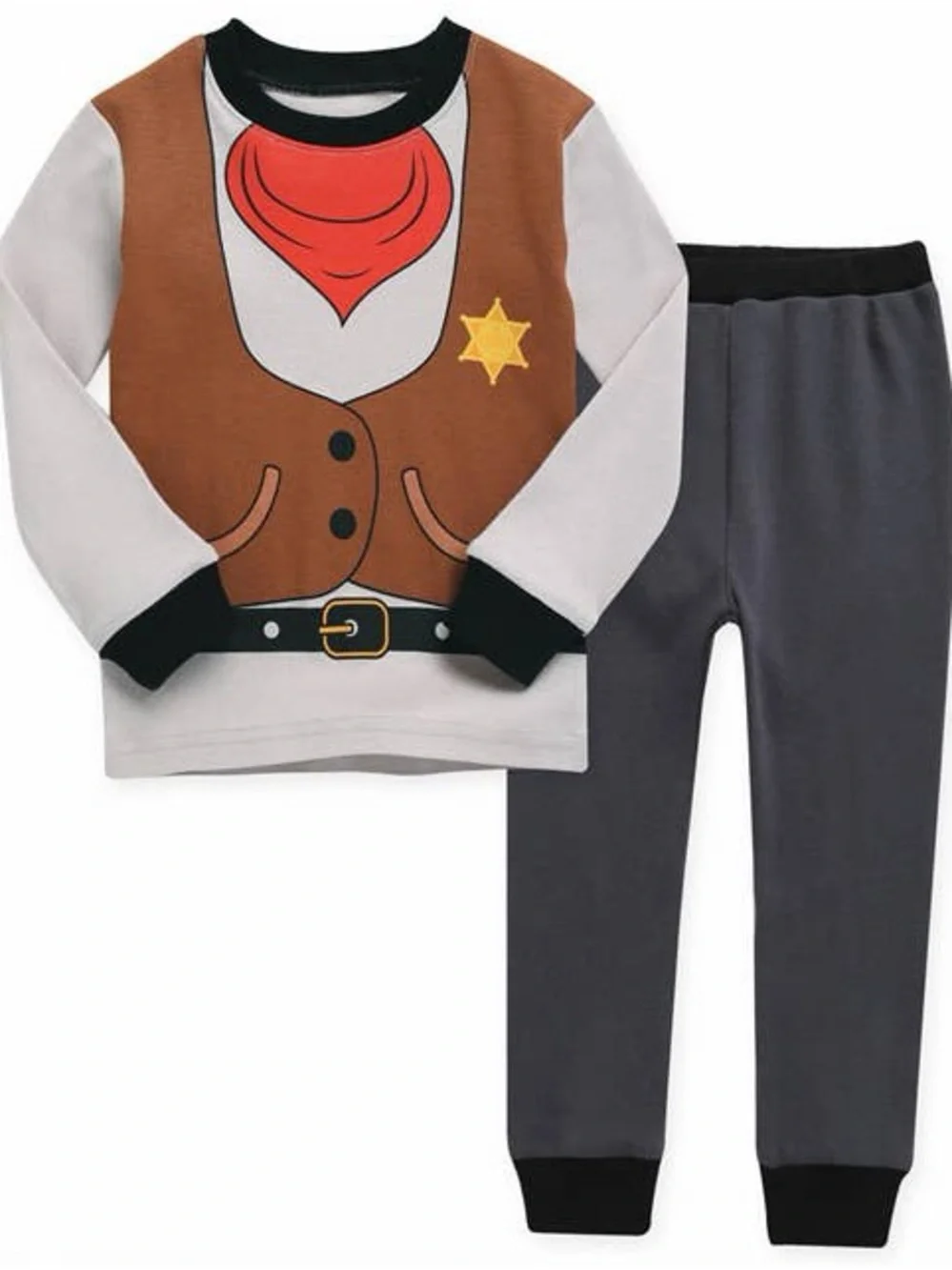 Kids Cowboy Sheriff Cotton Pajama Set 2T 3T 4-5 6-7